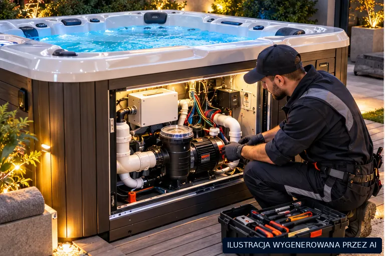 Ilustracja AI serwisowania jacuzzi