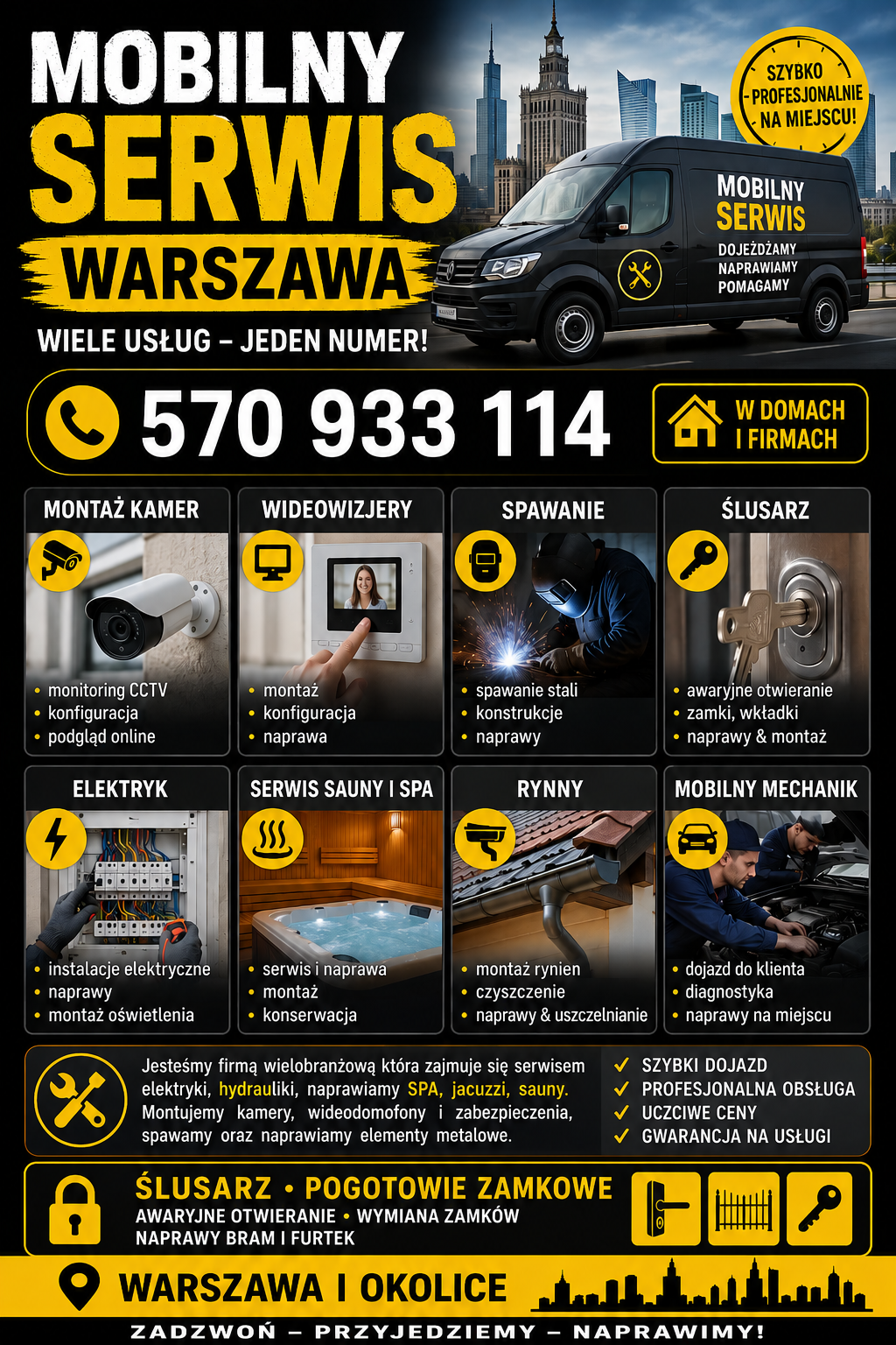 Kontakt Mobilny Serwis Warszawa – Twój niezawodny partner w obsłudze nieruchomości. Elektryk, Ślusarz, Monter i Serwisatn w jednym.