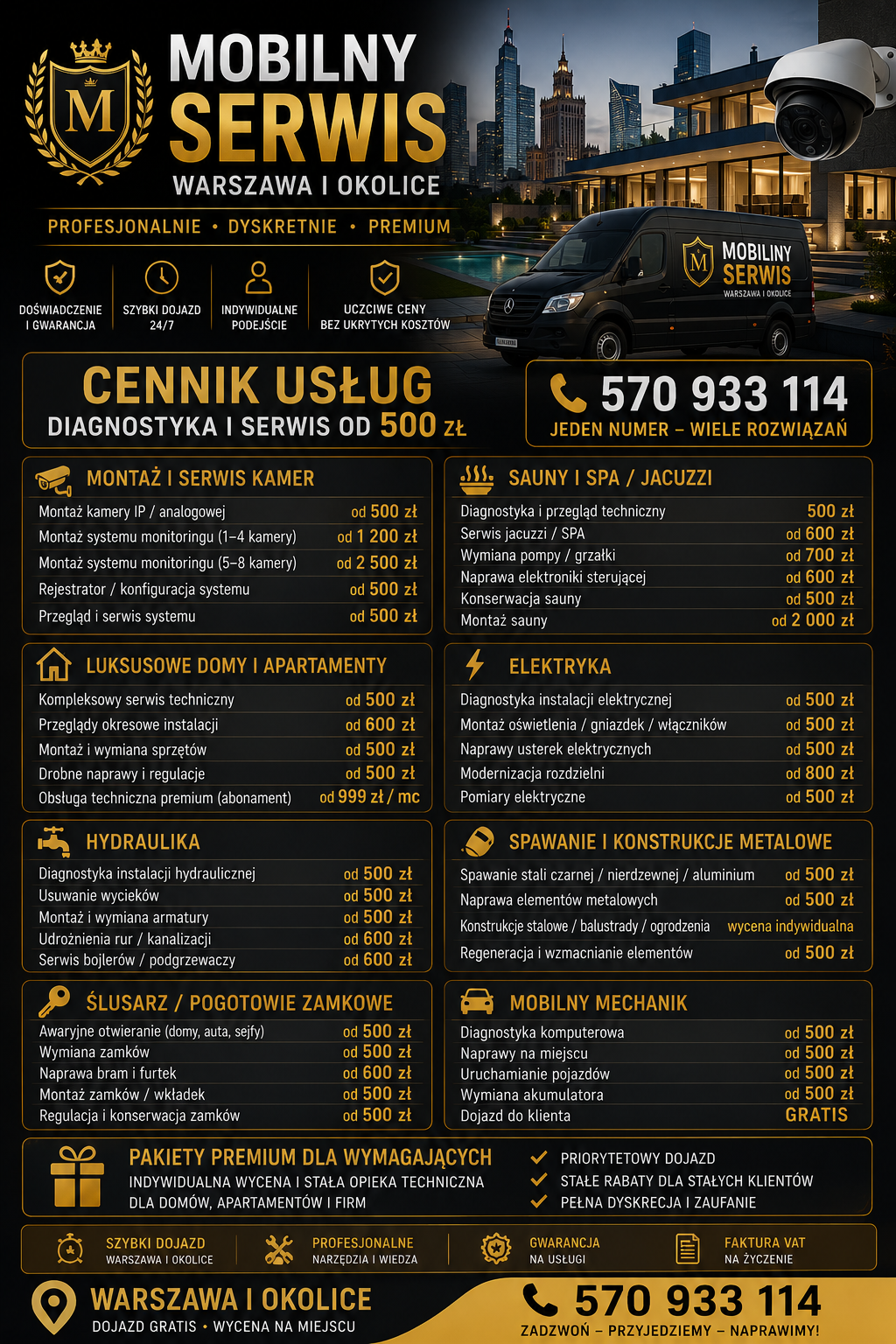 Cennik Mobilny Serwis Warszawa Mobilny Serwis Warszawa - Obsługa Techniczna Nieruchomości, elektryk, zabezpieczenia, kamery, ślusarz, spawacz, spa, jacuzzi, montaż i remont.