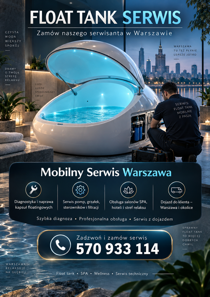 Float Tank Serwis, serwisujemy to wszystko dla Państwa w salonach, spa, hotelach, jesteśmy firmą serwisową z dojazdem w całej Polsce.