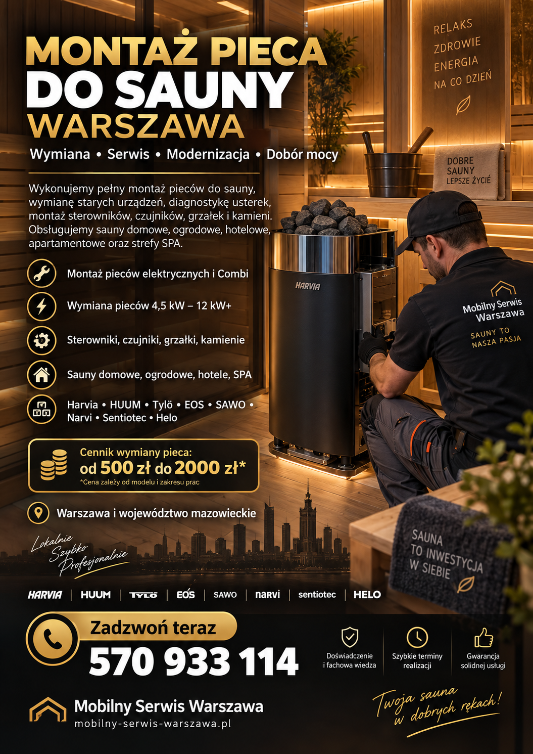 Montaż Pieca do Sauny w Warszawie