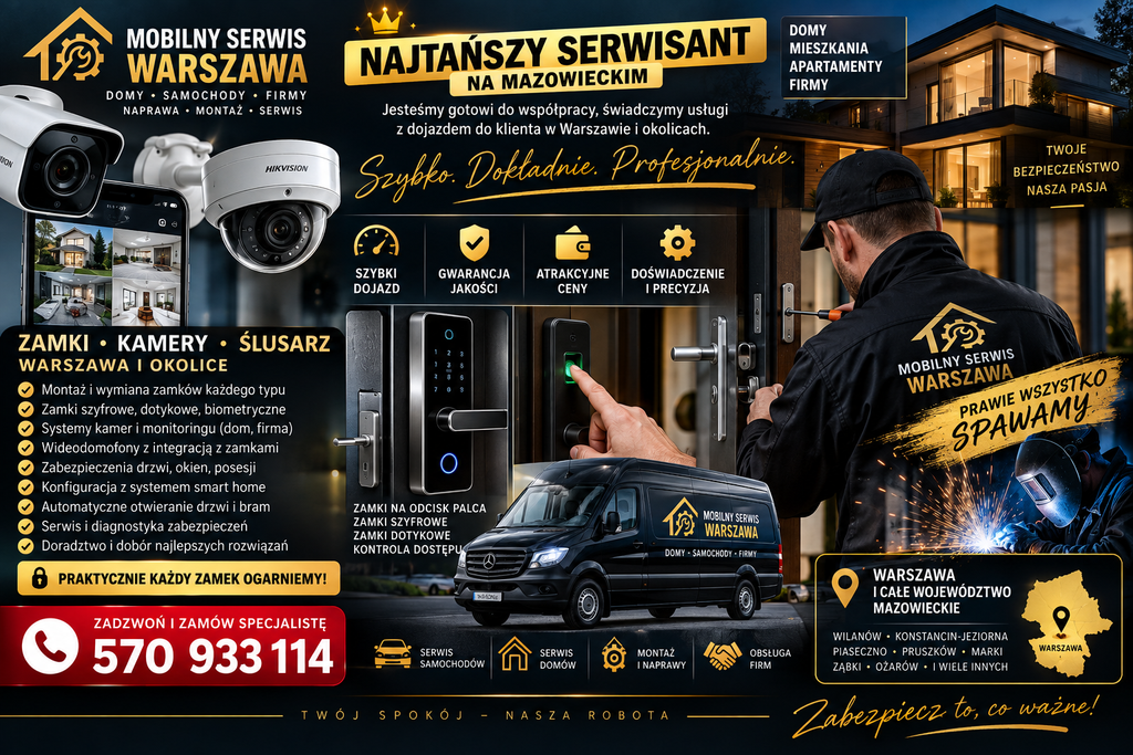 Najtańszy Serwisant na Mazowieckim. Jesteśmy gotowi do współpracy, świadczymy usługi z dojazdem do klienta w Warszawie i okolicach.