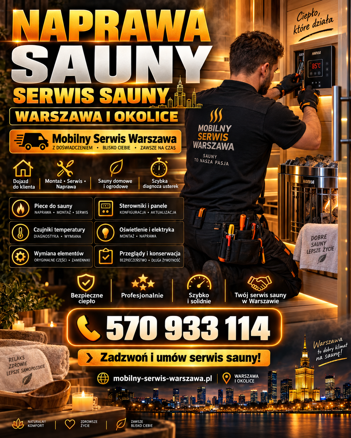 Naprawa Sauny Warszawa - Dom, Serwis, Biura, Apartamenty, Mieszkania, Hotele, Pensjonaty, Serwisujemy tutaj Harvia, Tylö, Helo.