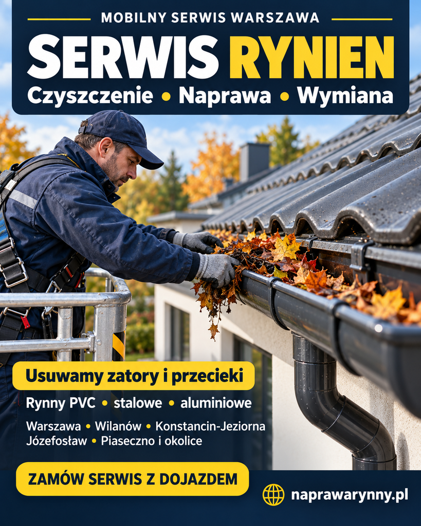 Serwisant do Rynny Serwisant do Rynny, W praktyce sprawdzamy więc poziom rynnowy, odpływy, kolana, rury spustowe, obejmy, połączenie z odbiornikiem oraz okapu.