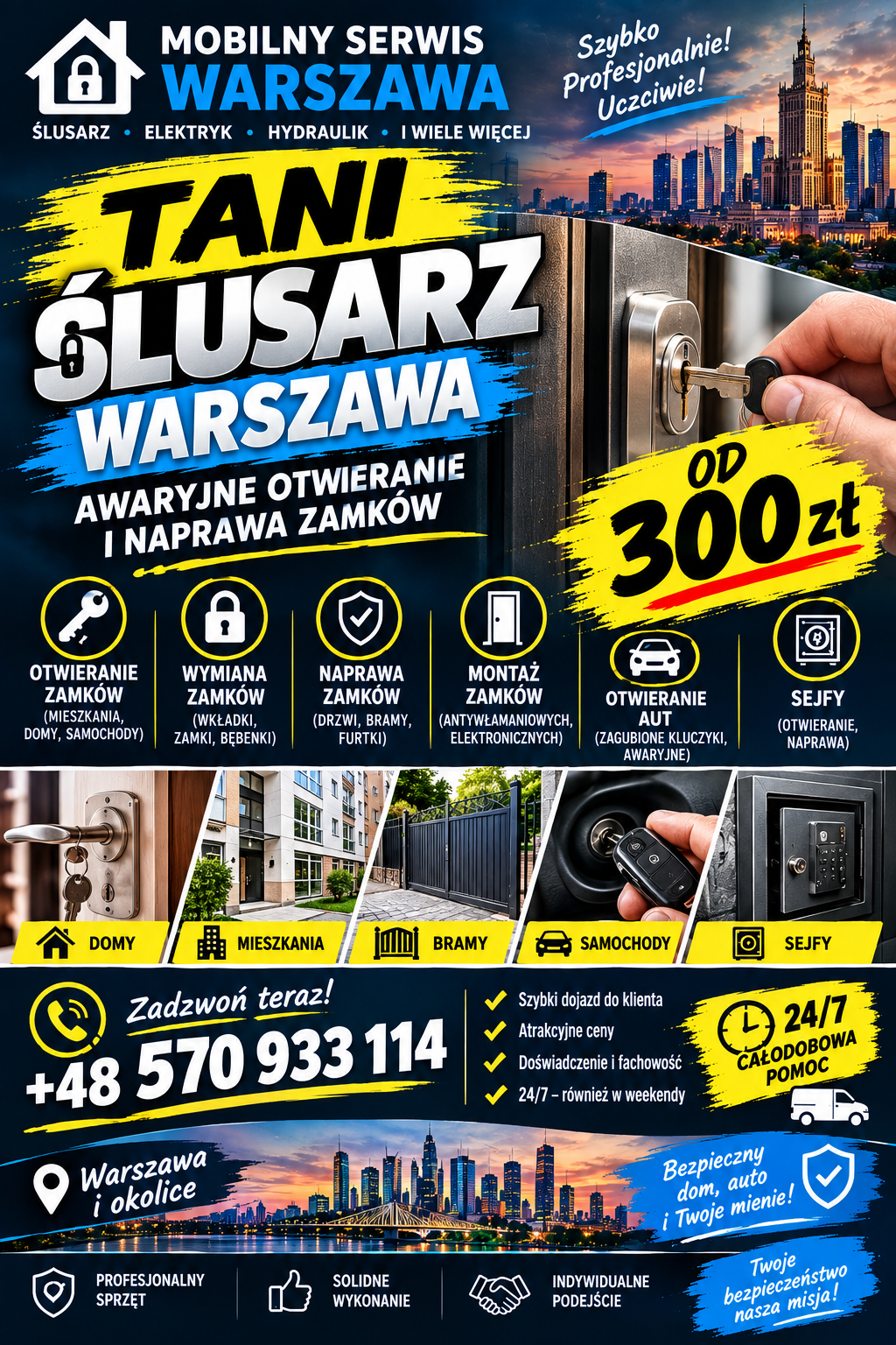 ŚLusarz Warszawa - Awaryjne Otwieranie Drzwi i Zamków