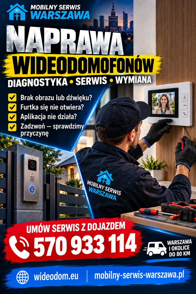 Montaż kamer WiFi wideodomofonów i wizjerów z kamerą w Warszawie i okolicach, montaż, konfiguracja, wymiana, diagnostyka i serwis 570 933 114