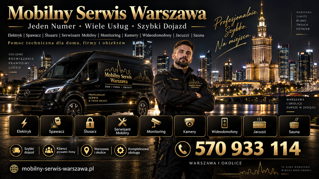 Mobilny Serwis Warszawa Spawacz, Elektryk, Ślusarz, Serwis Jacuzzi i Sauny, Wideodomofony, Kamery, Bramy - Serwis Techniczny z Dojazdem