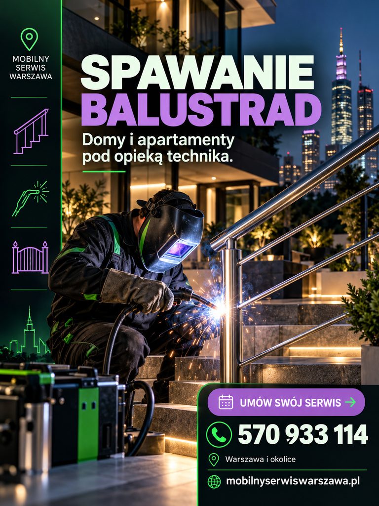 Demontaż oraz Montaż i spawanie balustrady w willi pod Warszawą, nasza firma ogarnia to wszystko z dojazdem do ciebie w stolicy.
