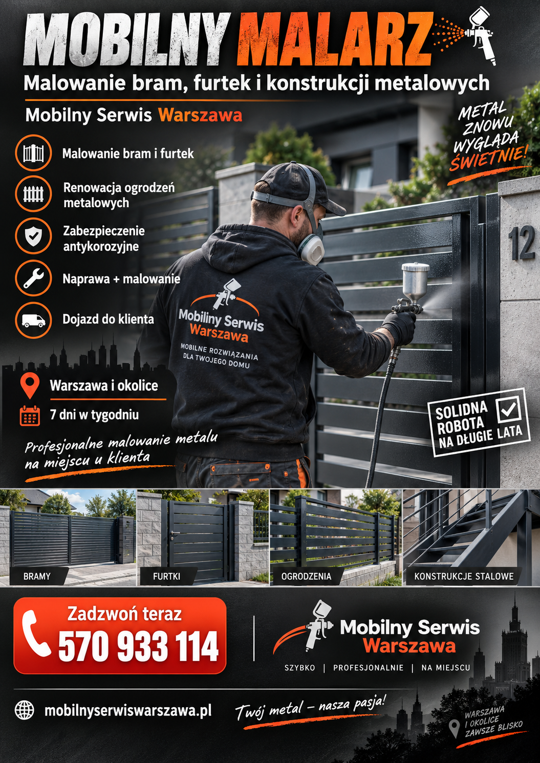 Mobilny malarz do bram, furtek i ogrodzeń — odnawiamy metal, a nie tylko zmieniamy jego kolor