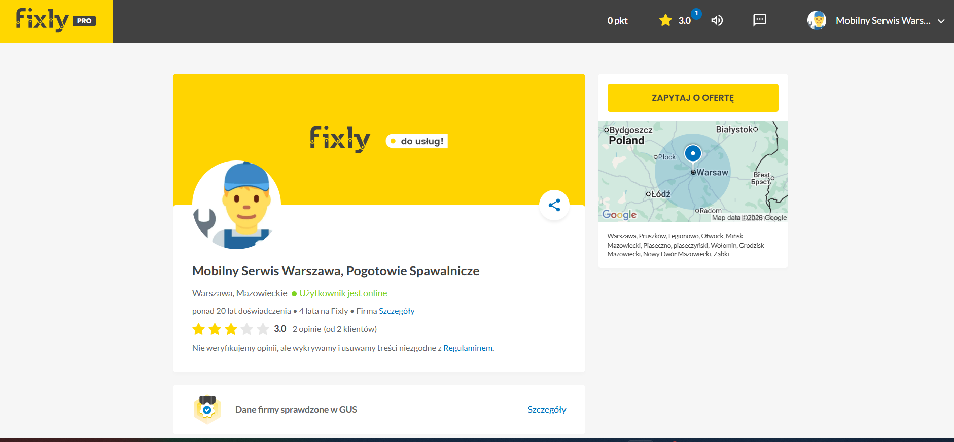 Mobilny Serwis Warszawa, Pogotowie SpawalniczeEdytuj
Warszawa, MazowieckieUżytkownik jest online